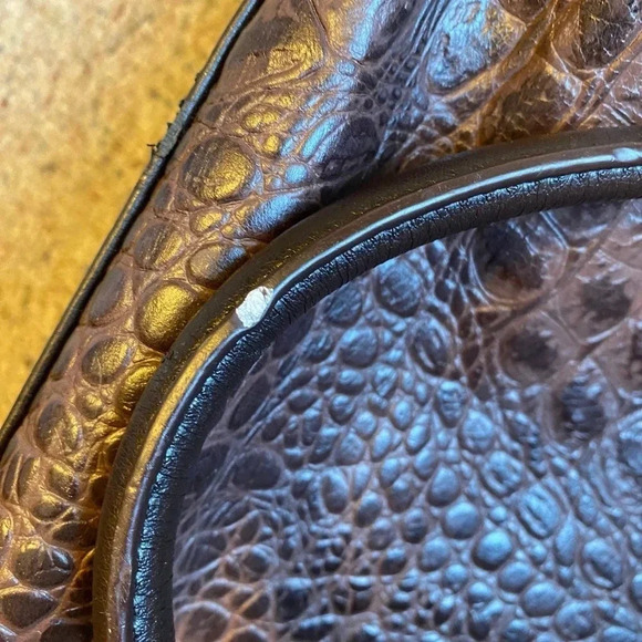 Tignanello Crocodile Print Body Genuine Leather Brown Satchel Shoulder Purse Bag - Picture 12 of 12